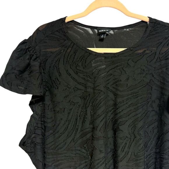 Torrid Black & White Knit Jacquard Crew Neck Flutter Sleeve Tee 3 3XL 2pc Bundle - Picture 13 of 14